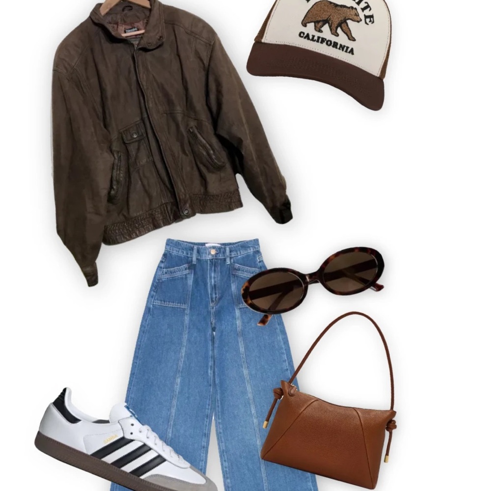 vintage genuine brown leather jacket